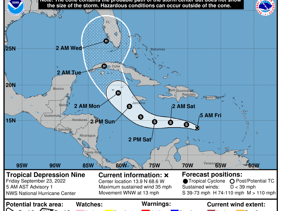 Friday Update on Depression #9 in the Caribbean