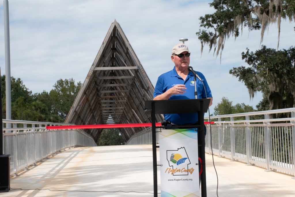 BOCC Chair Greg Hansen on top of the new pedestrian bridge