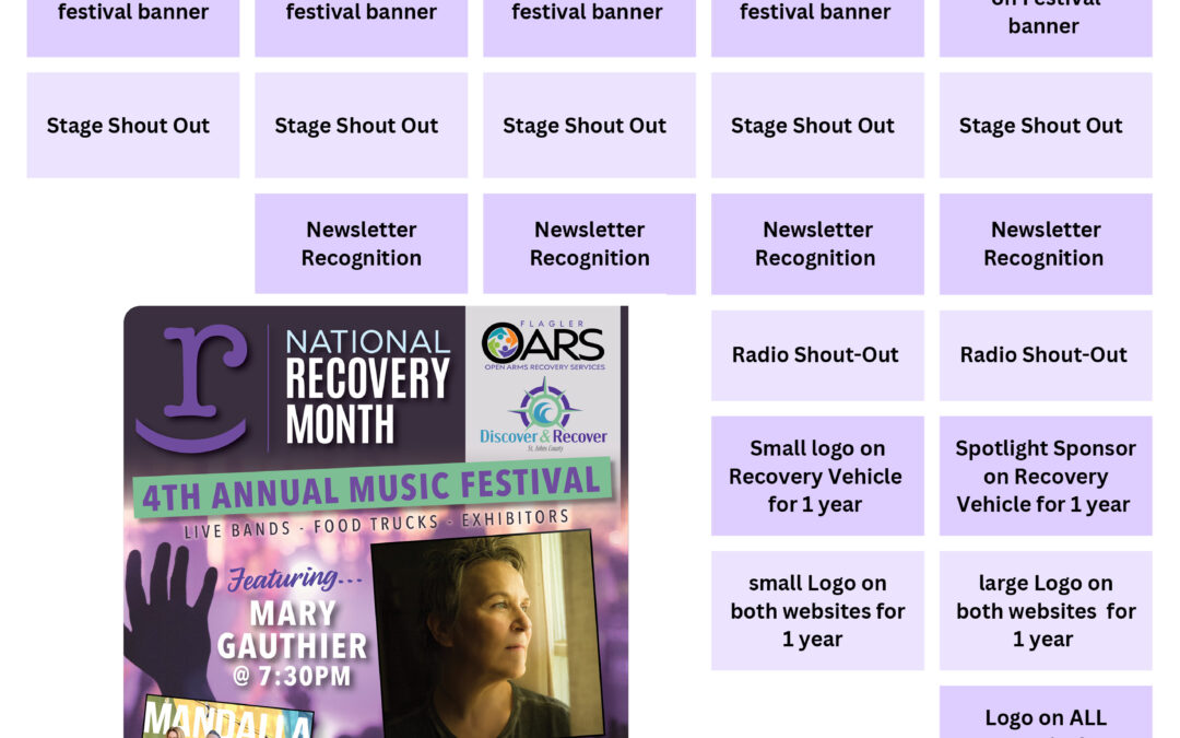 Flagler OARS and Discover & Recover St. Johns Announce 4th Annual Recovery Music Festival September 21st