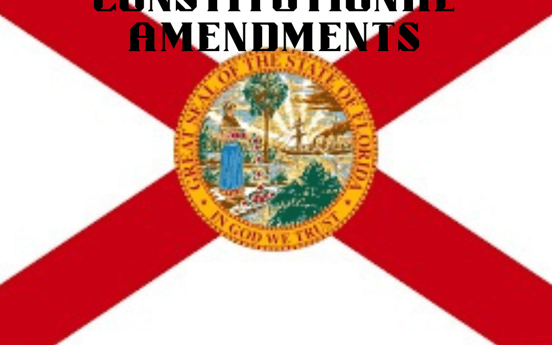 Florida state flag with the text " Florida Constitutional Amendments" above it