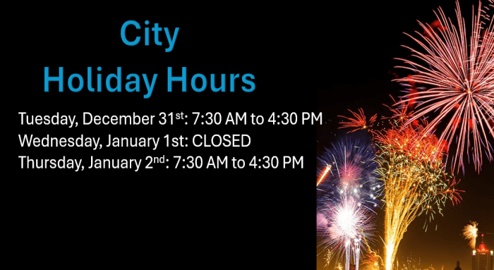 City of Bunnell Holiday Hours for New Year’s Eve and New Year’s Day